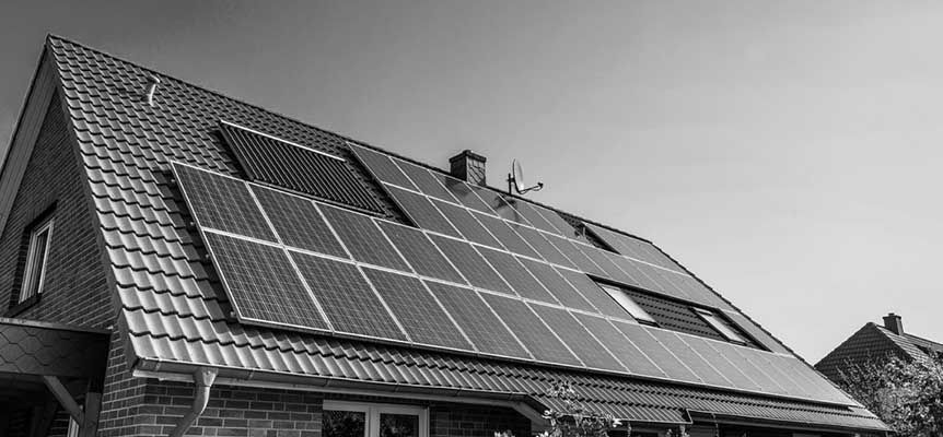 Roof with solar panels