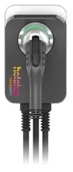 Cargador de vehículo eléctrico Holaluz con carcasa negra y cable conectado