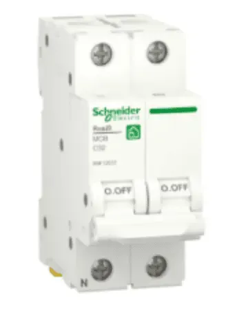Interruptor automático doble Schneider en posición apagada