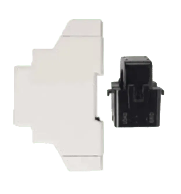 Base de montaje DIN blanca con contacto auxiliar negro